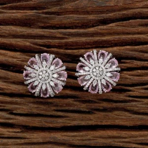 Classic CZ Stud Earrings with Rhodium Plating